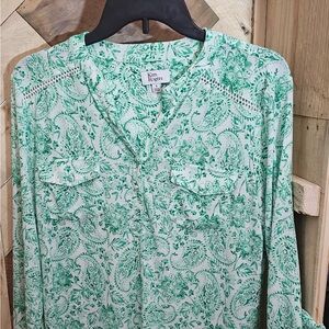 Kim Rogers Mint Green Paisley Top